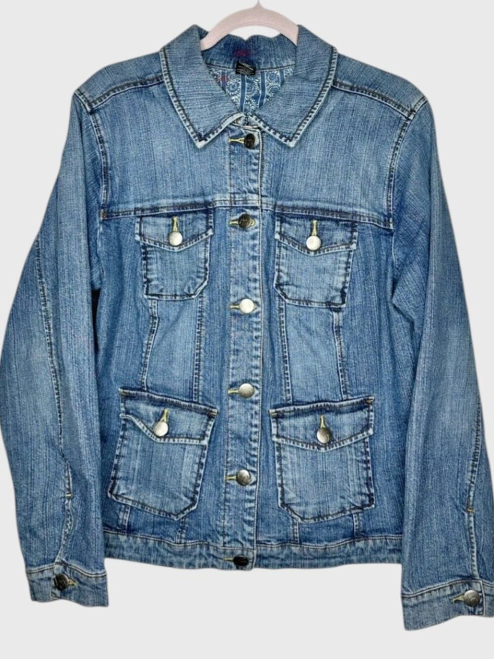 VENEZIA Faded Denim Button Down Jean Jacket Vintage 90s*** Size 14-16***